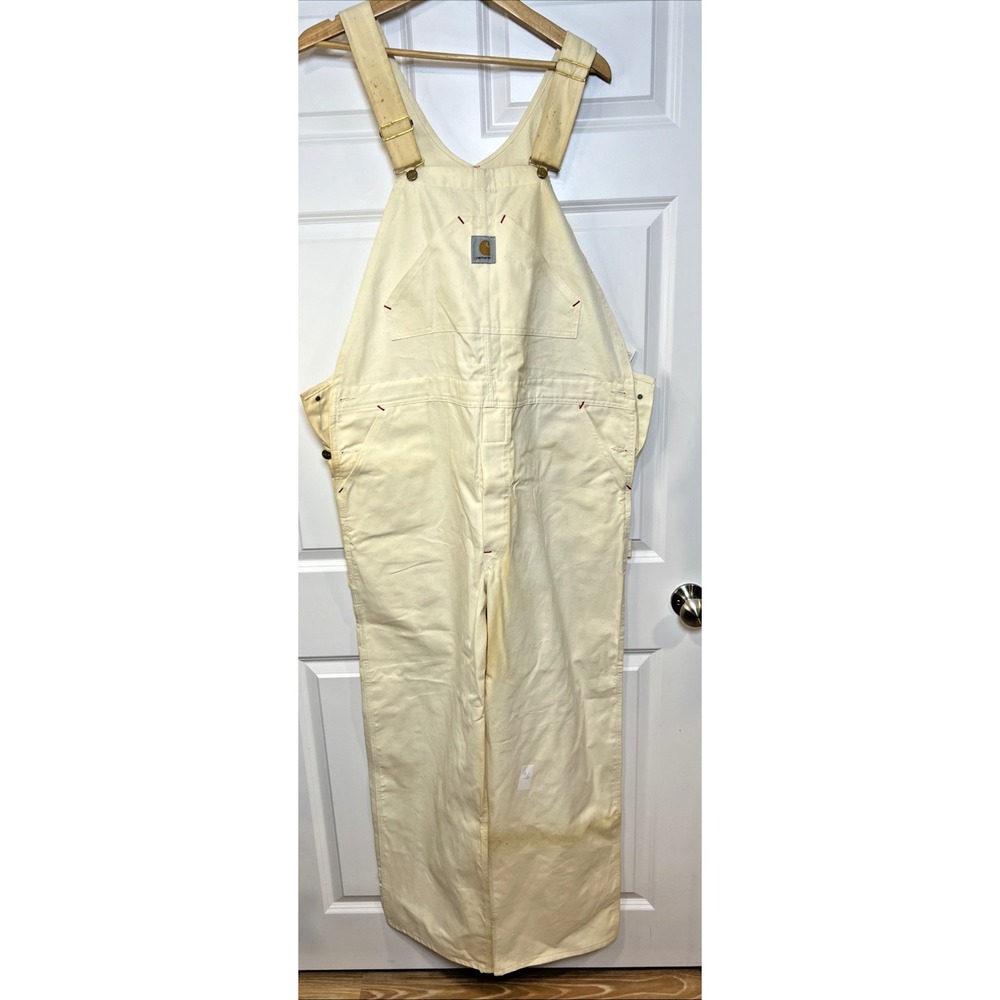 Carhartt White Painter Bib Overalls 46x32 USA Made UFCW Red Stamp NWT Vintage 90